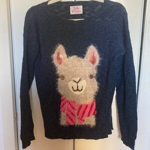 Fuzzy llama kids sweater
